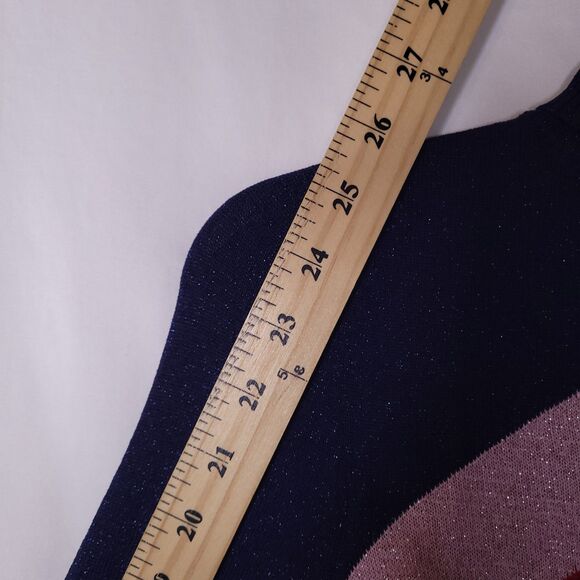 Lovers + Friends Sweater XS Navy Turtleneck Chevron Metallic NWT - Picture 8 of 11